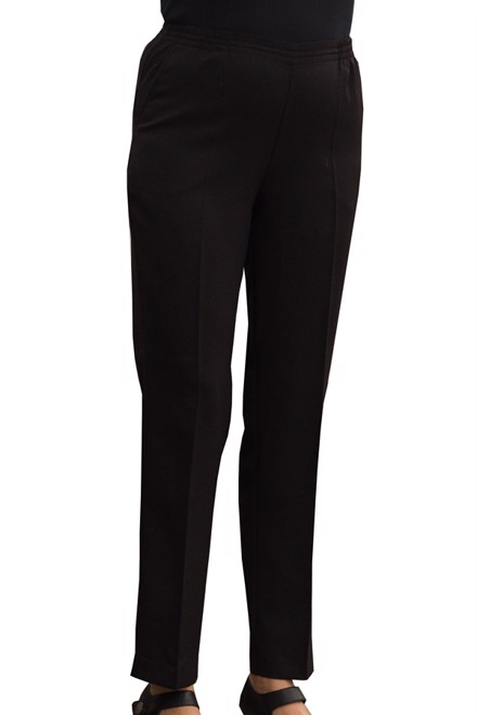  Brandtex bukser med elastik i taljen i marine sort til damer. Model Anna med rummelig pasform. Lunt stof