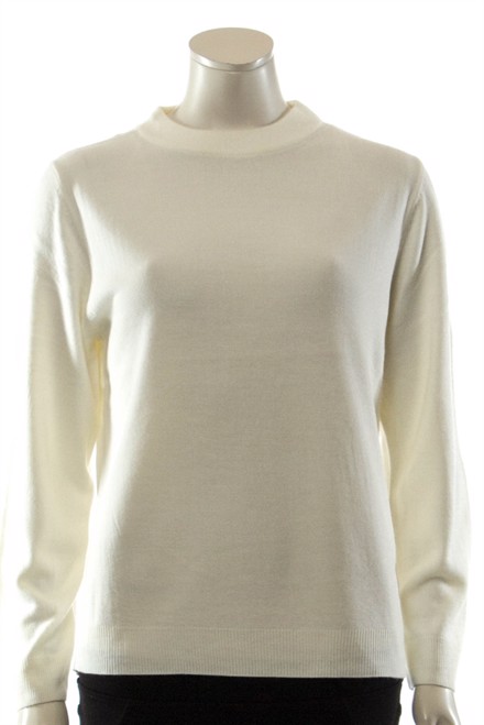 Mudflower dame strik med turtle neck i off white