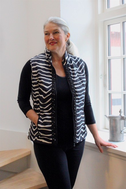 Micha vest dame i Zebra farvet vatteret vest 