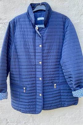Blå quiltet jakke fra Mitno med cirkelmønstret for str. xl