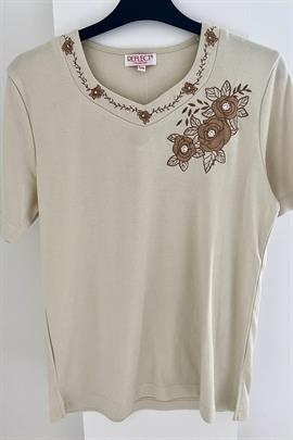 Flot ensfarvet beige t-shirt fra Reflect Collection - kun str. S/M