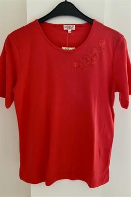 Billig rød t-shirt fra Reflect Collection broderi - kun str. S/M