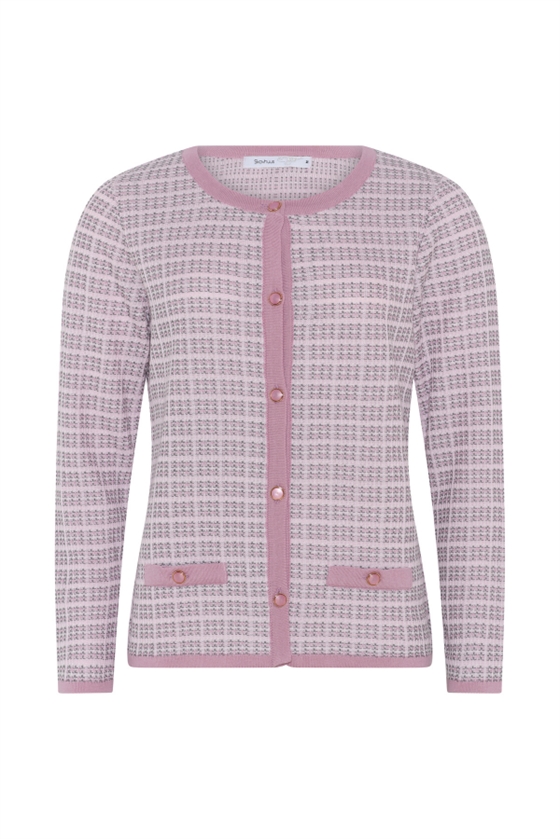 Skovhuus klassisk cardigan i rosa/grå til damer