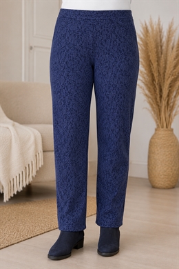 Lune Carla Leggings til damer i blå meleret blødt stof med stræk.