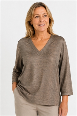 Michael Gold bluse i brun lidt blank stof med dyreprint