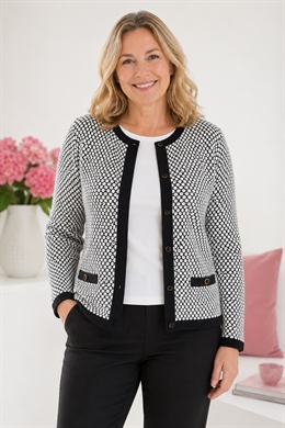 Skovhuus cardigan til damer i sort og hvid med knapper