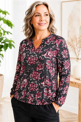 Signature T-shirts med let V-hals og blomster