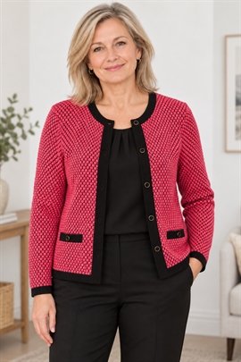 Skovhuus Klassisk cardigan  - pink/sort