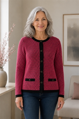 Skovhuus Klassisk cardigan  - pink/sort