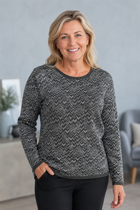 Damestrik fra Mudflower med sølvtråde - beige