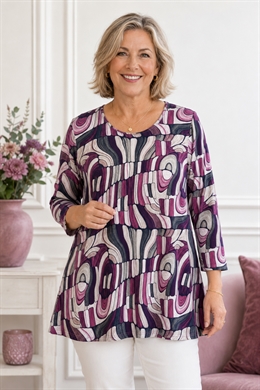Sunday Tunika Tshirt til damer i rosa/grå A-form