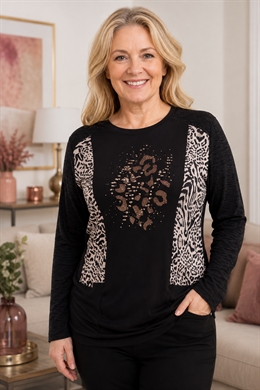 Sort t-shirt fra Brandtex med dyreprint