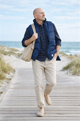 Blå herre vest med jersey foer