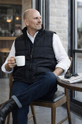 Sort herre vest med gråt jersey foer.