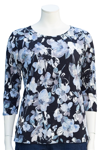 Michael Gold bluse dame med blå blomster