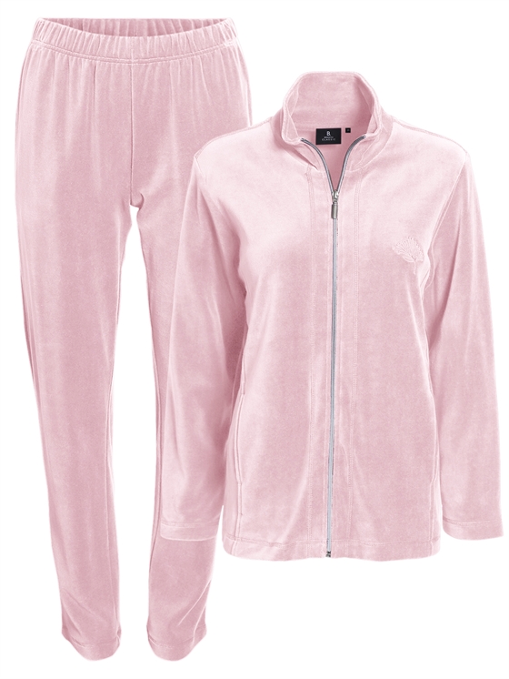 Hjemmedragt /Loungewear / hyggetøj i rosa velour fra Brandtex til damer