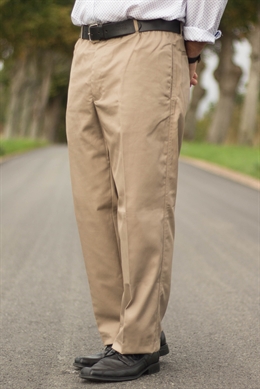 Carabou herre bukser med elastik i taljen og lynlås i  beige. Perfekt til den modne mand str. 42