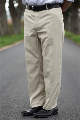 Carabou herre bukser med elastik i taljen og lynlås i kitfarvet. Perfekt til den modne mand str. 40