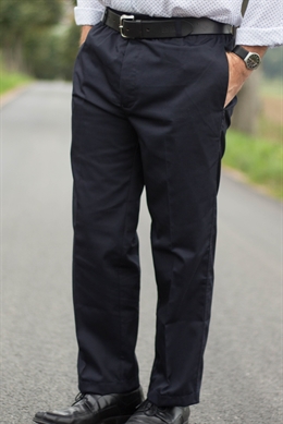 Carabou herre bukser med elastik i taljen og lynlås i marine blå. Helårsbukser perfekte til den modne mand str. 52