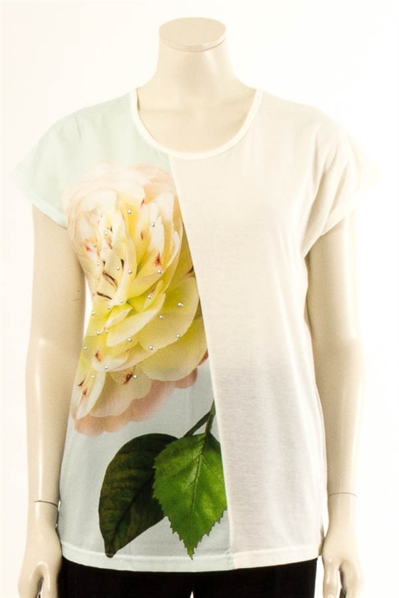 Billige t-shirt t-shirt med blomst i gul