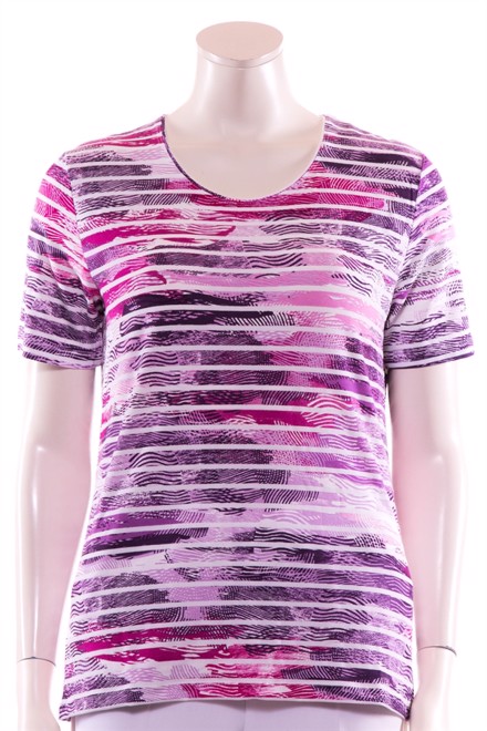 Marinello Stribet t-shirt dame med pink og lilla farver