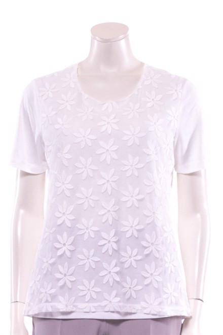 Gabriella K Off white t-shirt dame med blonde blomster