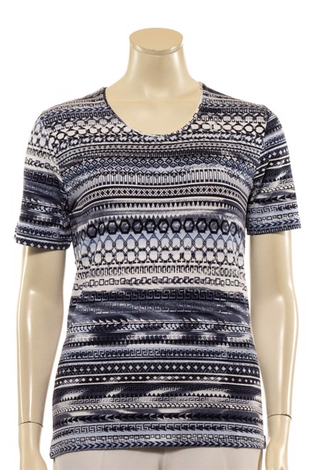 Marinello T-shirt med blåt stribet mønster