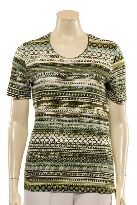 Marinello T-shirt med grønt stribet mønster