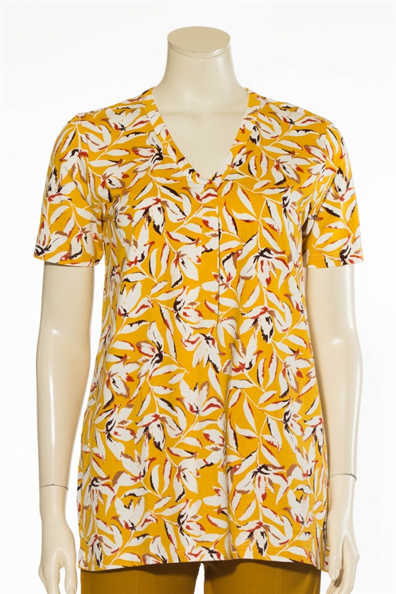 Gul Marinello dame t-shirt dame med hvide blomster