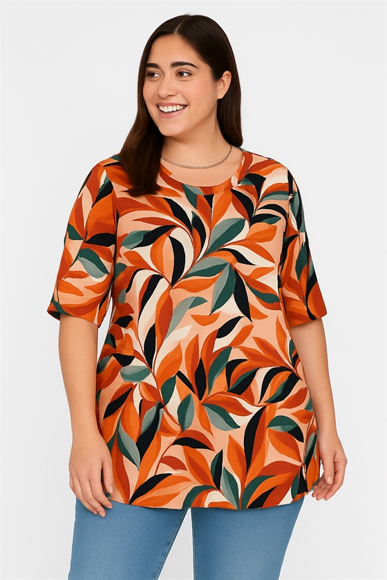 Lea H Tunika Tshirt til store piger i gyldne farver
