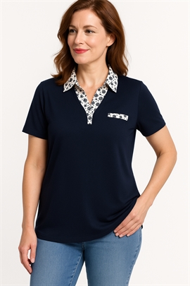 Modflower Dame T-shirt med påsyet poloshirt krave