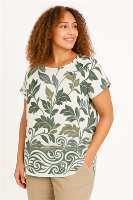 Lea H  Tshirt til store piger i hvid og khaki