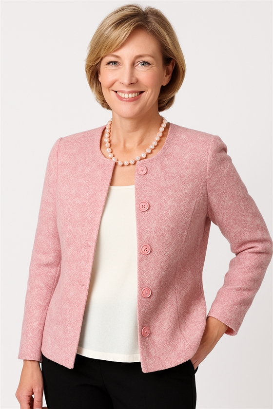 Facon syet jakke i "chanel look" rosa