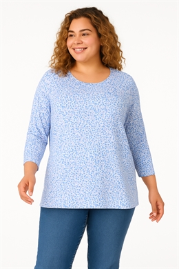 Soul jersey bluse med småprikket mønster i flere blåfarver