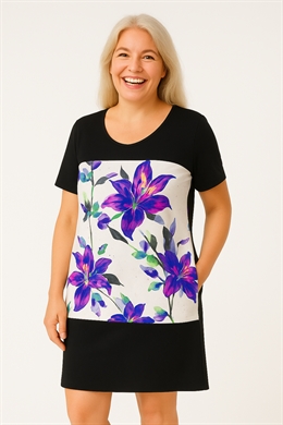 Signature tunika / kjole med lilla blomst