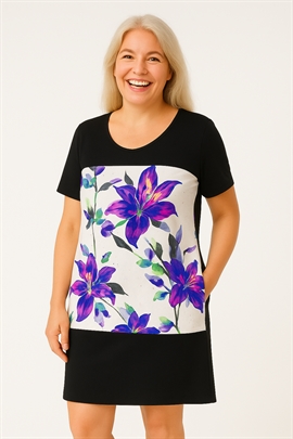 Signature tunika / kjole med lilla blomst