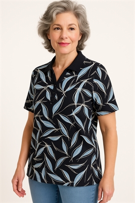  Polo shirt fra Signature med lyseblåt mønster