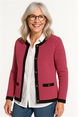 Skovhuus Klassisk cardigan  - pink/sort