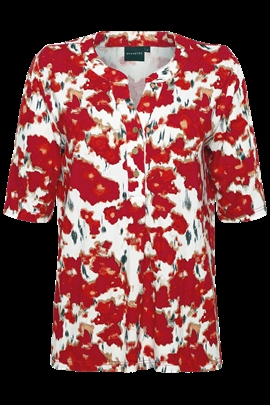 Rødmønster Brandtex dame bluse med korte ærmer i jersey