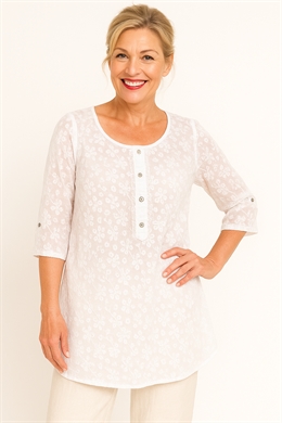 Hvid tunika med bindebånd