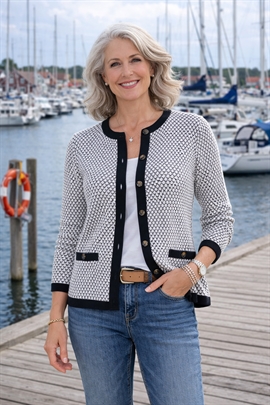 Skovhuus cardigan til damer i sort og hvid med knapper