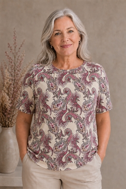 Brandtex bluse i rosa/sand mønster  til damer