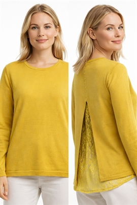 Gul Mudflower strik med blonde på ryggen