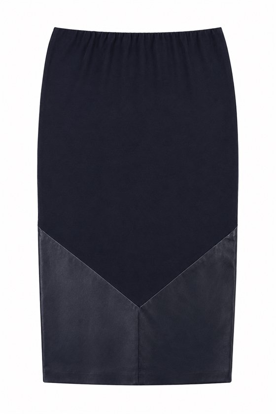 Signature sort jersey nederdel med imiteret læder - kun 2xl