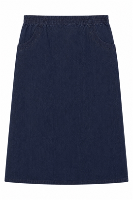 Sort denim nederdel med pæne detaljer ved lommerne