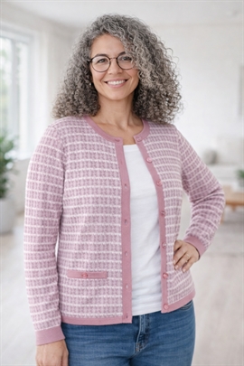 Skovhuus klassisk cardigan i rosa/grå til damer