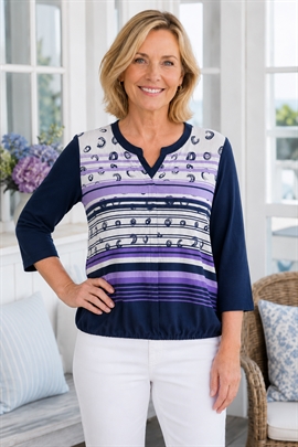 T-shirt fra Brandtex med lilla striber