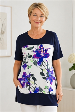 Signature tunika / kjole med lilla blomst