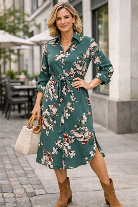 Skjortekjole med grøn bund