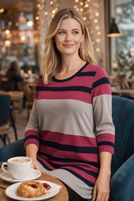 Lækker tunika i pink og grå fra Text